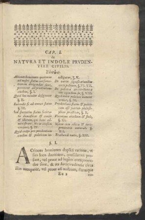 Cap. I. de Natura Et Indole Prudentiae Civilis.