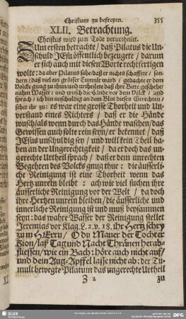 XLII. Betrachtung. Christus wird zum Tode verurtheilet