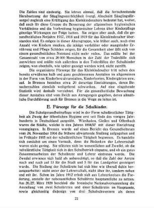 E. Fürsorge für die Schulkinder