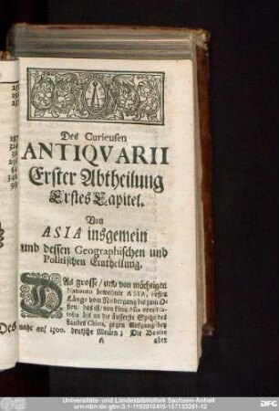 Des Curieusen Antiquarii Erster Abtheilung