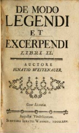 De Modo Legendi Et Excerpendi Libri II.