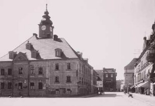 Lüben, Rathaus : Lüben (Lubin/Polen). Rathaus. Eckansicht