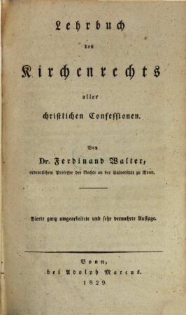 Lehrbuch des Kirchenrechts aller christlichen Confessionen