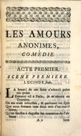 Les amours anonimes : comédie