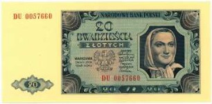 Geldschein, 20 Złotych, 1.7.1948