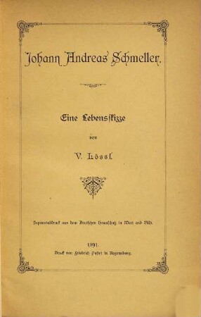 Johann Andreas Schmeller : eine Lebensskizze