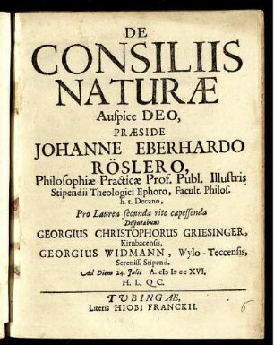 De Consiliis Naturæ : Ad Diem 24. Iulii A. cIɔ Iɔ cc XVI.