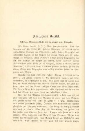 Fünfzehntes Kapitel. Ackerbau, Gartenwirtschaft, Forstwirtschaft und Viehzucht