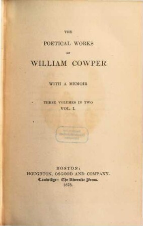 The poetical works of William Cowper : with a memoir, 1