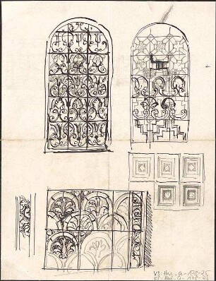 Thiersch, August ; Sakralbauten - Fenster - Glasverzierung (Ansichten, Details)