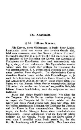 IX. Abschnitt. Höhere Kurven.