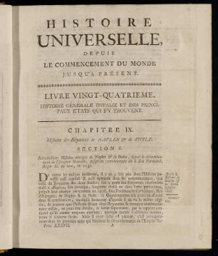 Section I. Histoire de Naplés & de Sicile jusqu´en 1130.