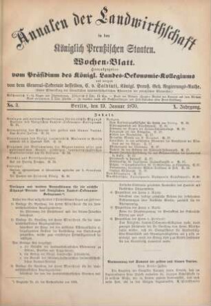 No. 3. Berlin, den 19. Januar 1870. X. Jahrgang.