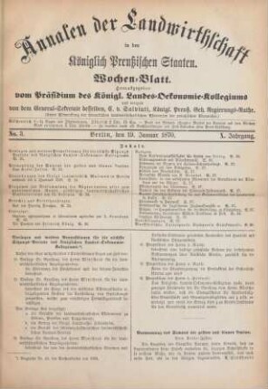 No. 3. Berlin, den 19. Januar 1870. X. Jahrgang.
