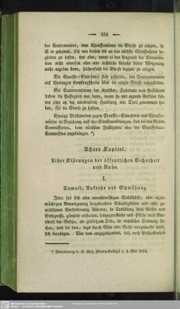 Achtes Kapitel. Uiber Störungen der öffentlichen Sicherheit und Ruhe