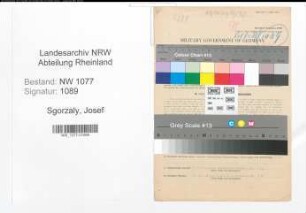 Entnazifizierung Josef Sgorzaly , geb. 30.07.1899 (Polizei)