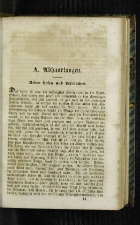 Ueber Lesen und Lesebücher