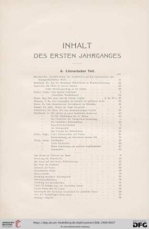 Inhalt des ersten Jahrganges