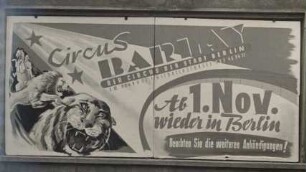 Circus Barlay - Großflächenwerbung, ohne Ortsangabe, 1953-1954