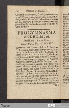 Progymnasma Undecimum. Auxilium, & consilium.