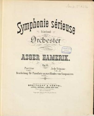 Symphonie sérieuse : Nr. 5 in g-Moll ; für Orchester ; Op. 36
