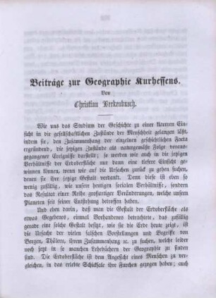 Beiträge zur Geographie Kurhessens.