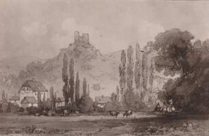 Altenbaumburg, von Nordwesten. Tuschzeichnung von Th. Verhas