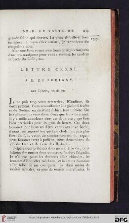 (Lettre CXXXI - CXL)