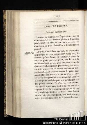 Chapitre Premier. Principes économiques.
