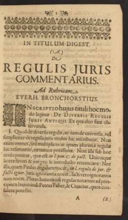 Ad Rubricam, Everh. Bronchorstius.