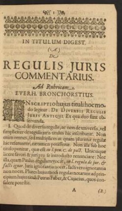 Ad Rubricam, Everh. Bronchorstius.