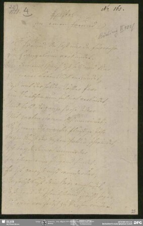 Eigenh. Gedicht "Epistel an einen Freund" von August Wilhelm von Schlegel, o.O., ohne Datumsangabe