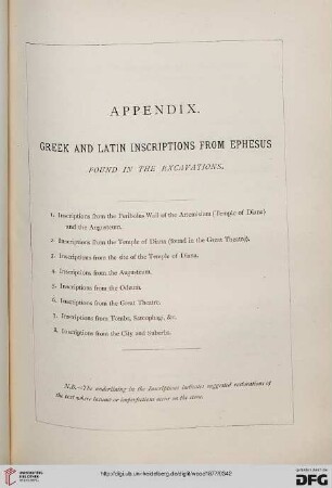 Appendix: Greek and latin inscriptions from Ephesus