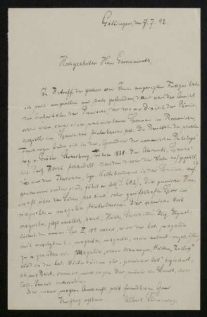 Bl. 37: Brief von Albert Stimming an Rudolf von Jhering, Göttingen, 7.7.1892