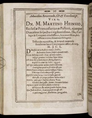 Admodum Reverendo [...] Martino Heinsio [...]