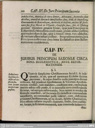 Cap. IV. De Iuribus Principum Saxoniae Circa Bona Ecclesiastica, Ante Reformationem