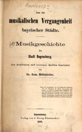 Musikgeschichte der Stadt Regensburg