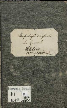Kirchenbuchduplikat der katholischen Gemeinde Tietelsen, Kreis Höxter (GHT 1815-1830). (Gemeinde: Katholische Gemeinde Tietelsen)