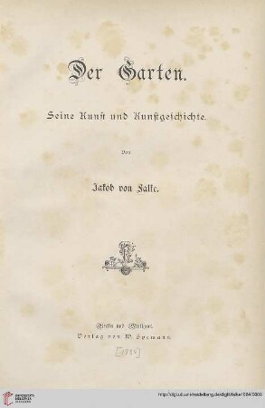 Der Garten : seine Kunst und Kunstgeschichte