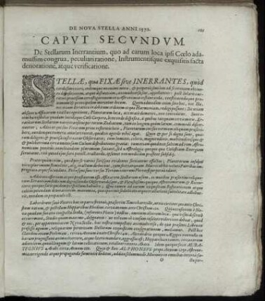 Caput Secundum. De Stellarum Inerrantium, quo ad earum loca ipsi Cœlo adamussim congrua, peculiari ratione, Instrumentisque exquisitis facta denotatione, atque verificatione.