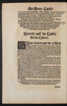 Vorrede auff die Epistel: An die Ebreer.