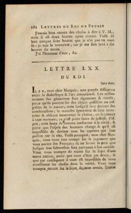 162-180, Lettre LXX. du Roi.-Lettre LXXVII. du Roi.