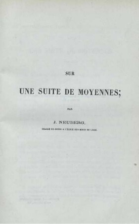 SUR UNE SUITE DE MOYENNES. PAR J. NEUBERG.