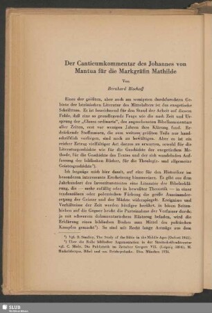 Der Canticumkommentar des Johannes von Mantua für die Markgräfin Mathilde