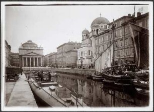 Triest, Italien. Canal Grande mit Blick auf Sant'Antonio Nuovo