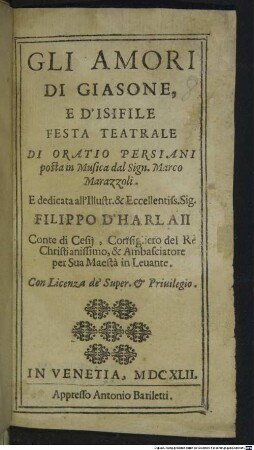 Gli amori di Giasone e d'Isifile