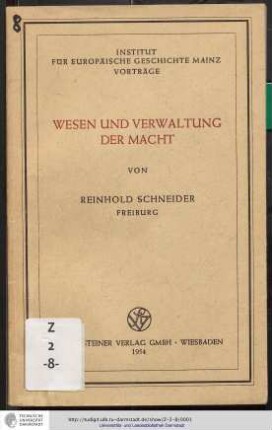 Wesen und Verwaltung der Macht