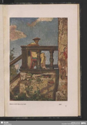 Frau auf dem Altan