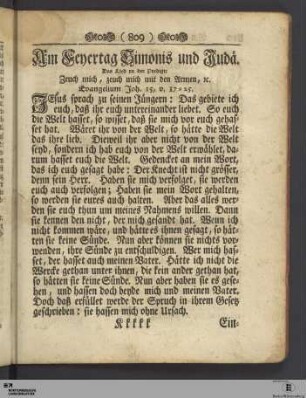 Am Feyertag Simonis und Judä.