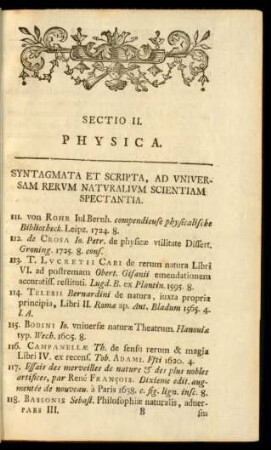 Sectio II. Physica